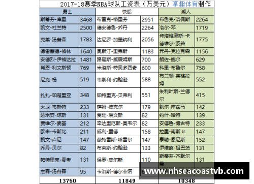 NBA球员薪资排行榜与财务分析